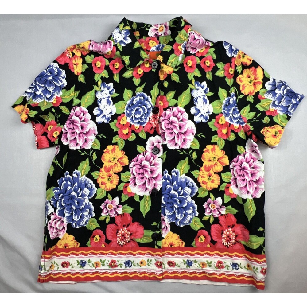 Vintage Heart of Palms Grandma Floral Matching Set Linen Blend Size 10 - Picture 7 of 10